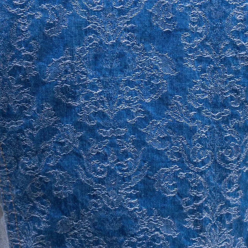 Guess M Sleeveless Jean Jacket Vest Layer Studded Collar Pattern Back Crop Top - Picture 12 of 16